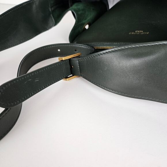 Saint Laurent Calfskin Paris VII Medium Hobo Dark Green - Picture 11 of 15
